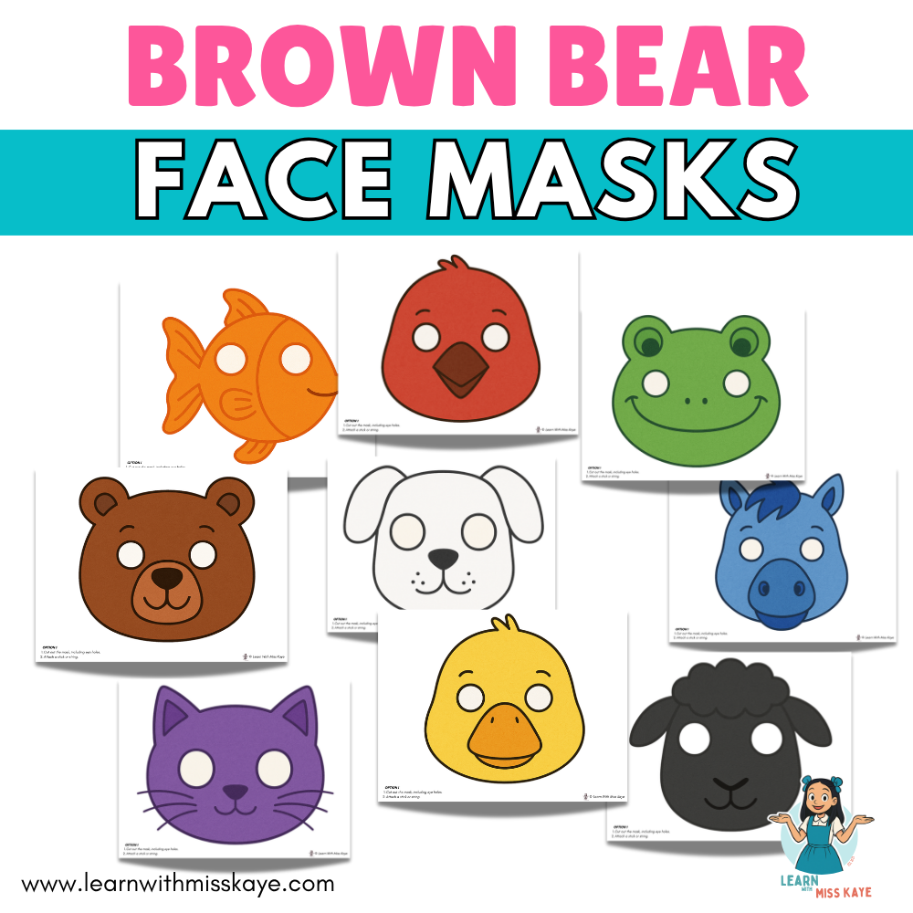 Brown Bear Brown Bear Activities Animal Face Masks for Preschool, PreK and Kindergarten